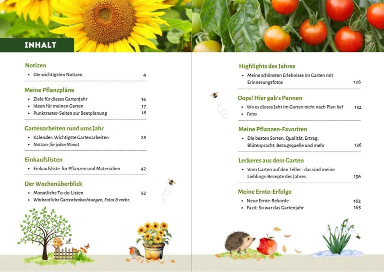 Inhalt Garten-Tagebuch Vorschau